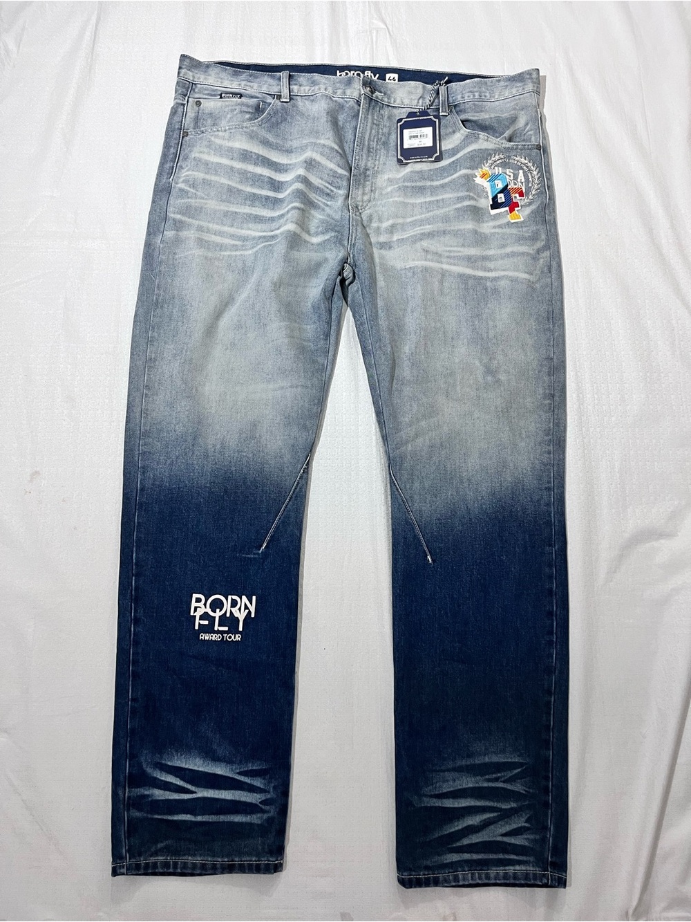 Born Fly Men’s Ombre Blue Straight Jeans size 46